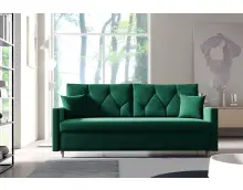 OD RĘKI ! TRIVIO K11 stylowa  kanapa 3-osobowa z ozdobnymi poduszkami z funkcją spania i pojemnikiem w tkaninie Kronos 19 butelkowa zieleń